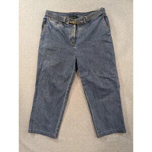 Lauren Ralph Lauren Jeans Womens 16W Blue High Rise Cropped Relaxed Belted Denim